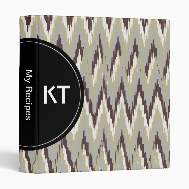 Coffee and Sage iKat ZigZag Pattern Binder (Front/Spine)