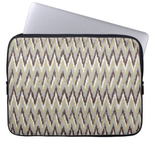 Coffee and Sage iKat ZigZag Pattern Laptop Sleeve