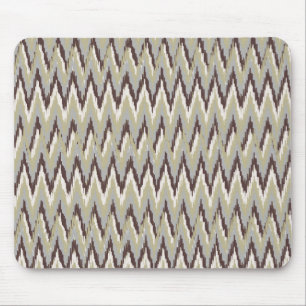 Coffee and Sage iKat ZigZag Pattern Mouse Pad