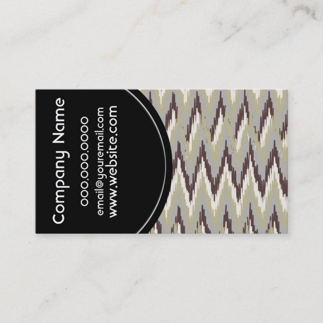 Coffee and Sage Tribal ZigZag Pattern Business Card (Front)