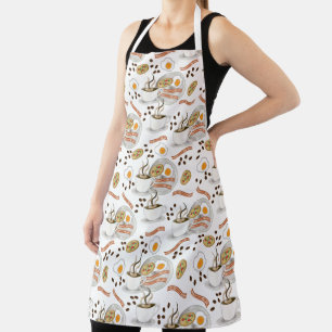 Coffee and Savory Breakfast Bacon   Eggs Pattern Apron