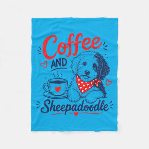 Coffee And Sheepadoodle Mom Fpirate Hero Doggo Paw Fleece Blanket