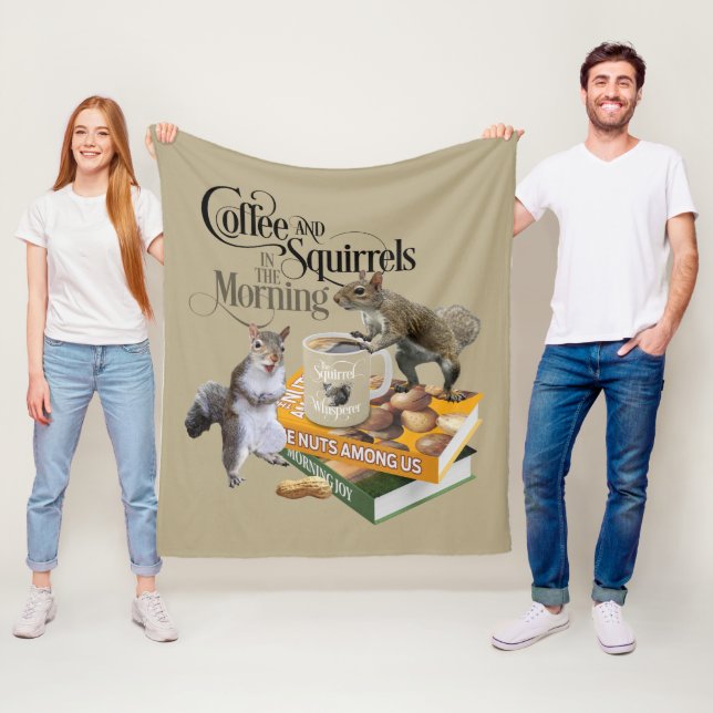 Coffee and Squirrels - Funny Squirrel Lover Fleece Blanket (In Situ)