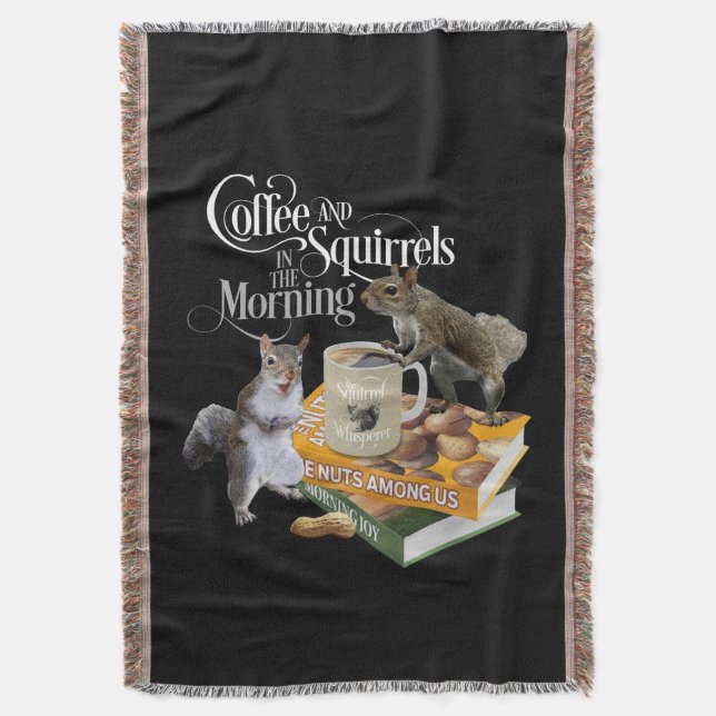 Coffee and Squirrels - Funny Squirrel Lover Throw  Blanket (Front Vertical)