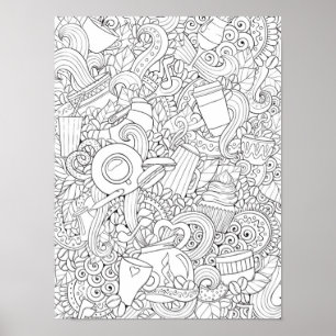 Coffee And Tea Doodle 2 Poster