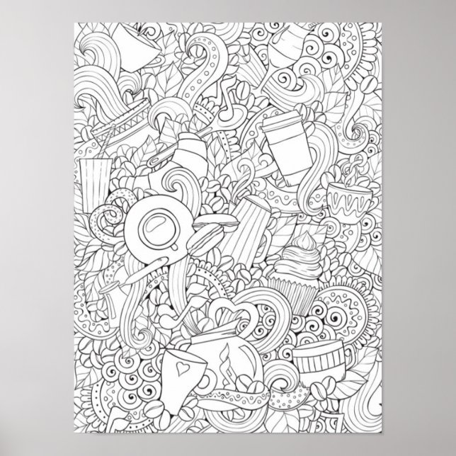 Coffee And Tea Doodle 2 Poster (Front)