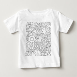 Coffee And Tea Doodle Baby T-Shirt