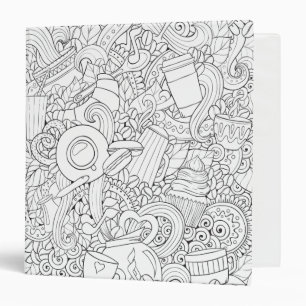 Coffee And Tea Doodle Binder