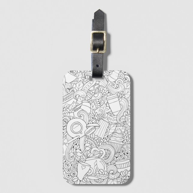 Coffee And Tea Doodle Luggage Tag (Front Vertical)