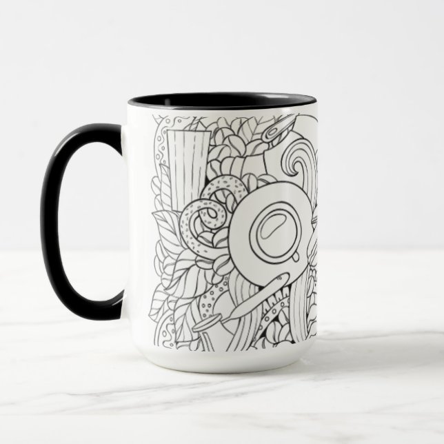 Coffee And Tea Doodle Mug (Left)