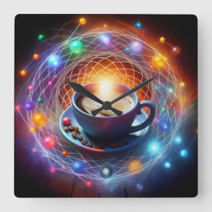 Coffee and the Cosmos: A Syzygy of Energy Square Wall Clock