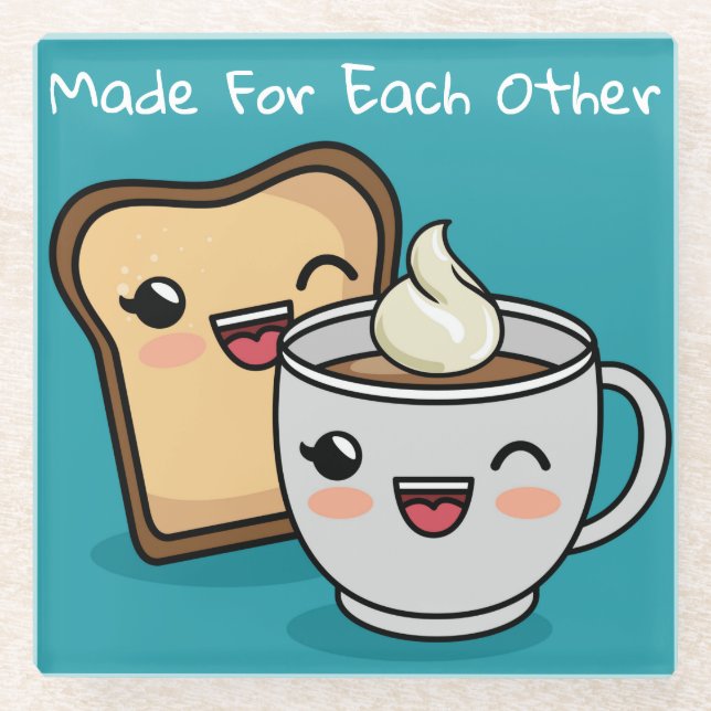 Coffee And Toast Glass Coaster (Front)