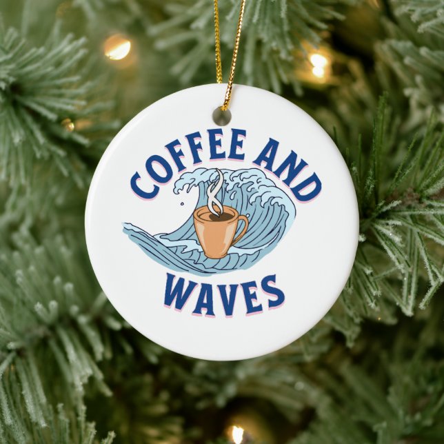 Coffee and Waves Ceramic Ornament (Tree)