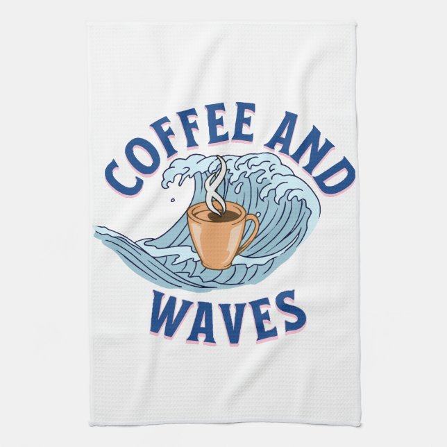 Coffee and Waves Kitchen Towel (Vertical)