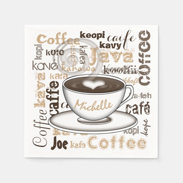 Coffee Around the World Name Napkin (Front)