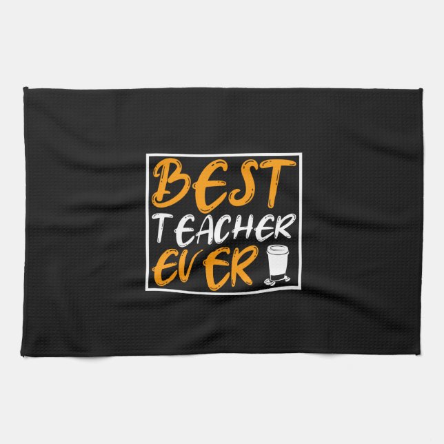 Coffee Art Best Teacher Ever Kitchen Towel (Horizontal)