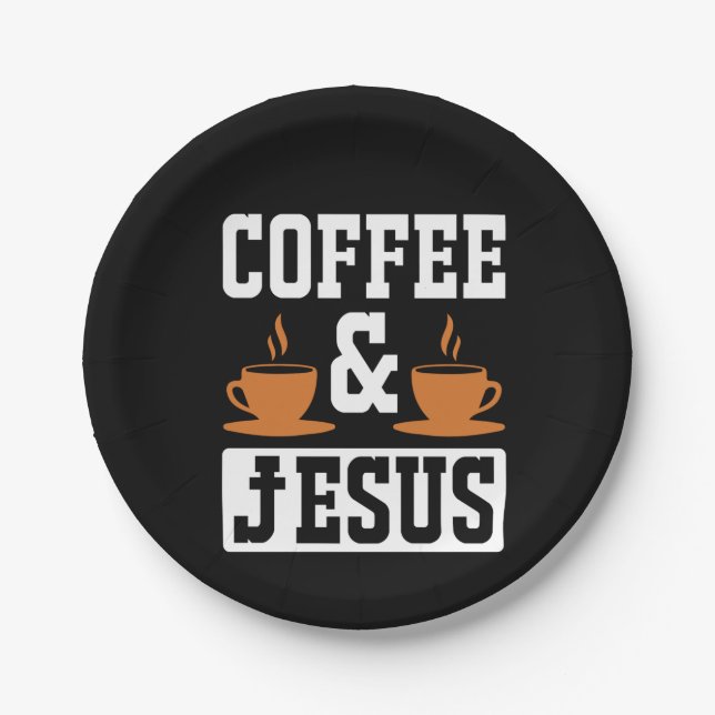 Coffee Art Coffee & Jesus Paper Plate (Front)