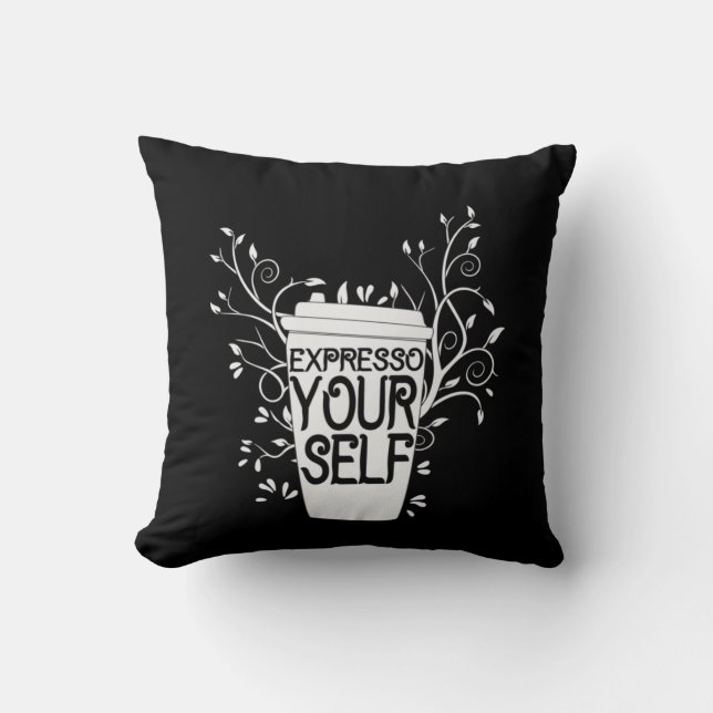 Coffee Art Expresso Yourself Throw Pillow (Front)