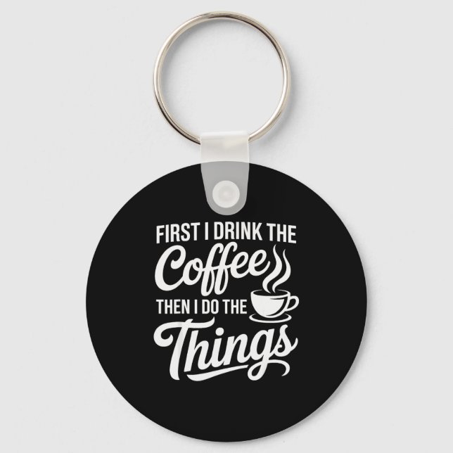 Coffee Art For Men Women Cappuccino Drinker Coffee Keychain (Front)