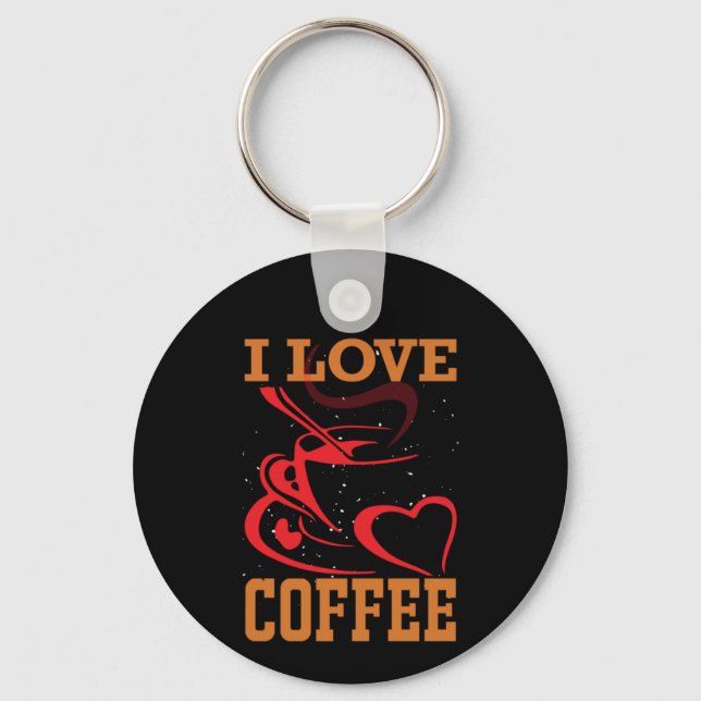 Coffee Art I Love Coffee Keychain (Front)