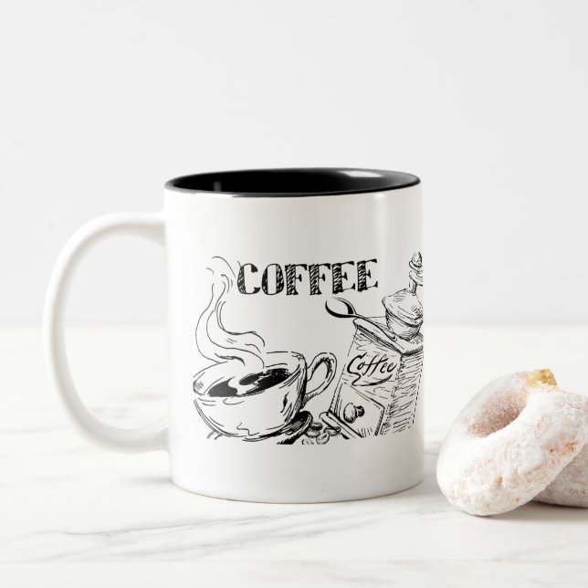 Coffee Art  Two-Tone Coffee Mug (With Donut)