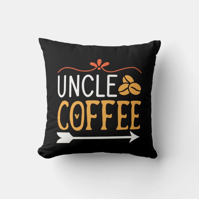 Coffee Art Uncle Coffee Throw Pillow (Front)