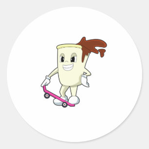 Coffee as Skater with Skateboard Classic Round Sticker