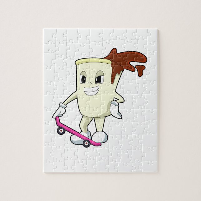 Coffee as Skater with Skateboard Jigsaw Puzzle (Vertical)