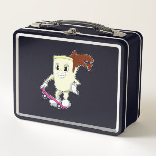Coffee as Skater with Skateboard Metal Lunch Box