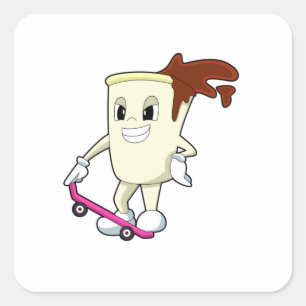 Coffee as Skater with Skateboard Square Sticker