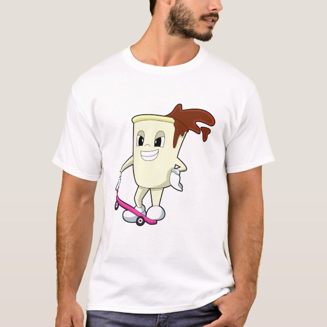 Coffee as Skater with Skateboard T-Shirt (Front)
