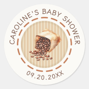 Coffee Baby Brewing Shower Classic Round Sticker