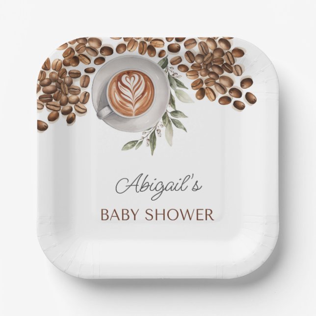 Coffee Baby Shower - a Baby is Brewing Paper Plate (Front)