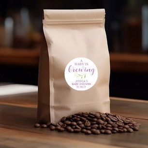 Coffee Baby Shower Greenery Favour Classic Round Sticker