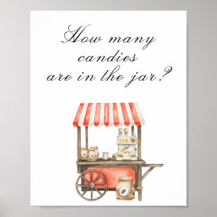 Coffee baby shower - guess how many candies in jar poster