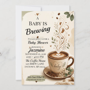 Coffee Baby Shower Invitation   Baby Is Brewing