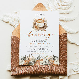Coffee Baby Shower Invite, A Baby Is Brewing  Invitation