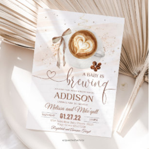 Coffee baby shower Is Brewing  bow Invitation