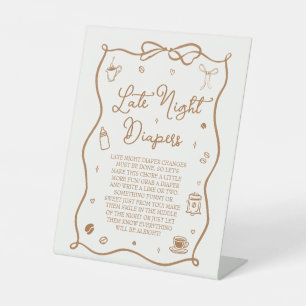 Coffee Baby Shower Late Night Diapers Pedestal Sign