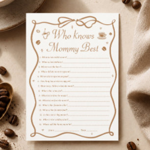 Coffee Baby Shower Who Knows Mommy Best Game Card