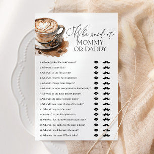 Coffee Baby Shower Who Said It Mommy or Daddy Game