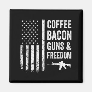 Coffee Bacon Guns &amp; Dom - Bbq Grill Funny Gun  Magnet