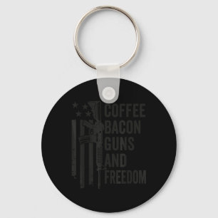Coffee Bacon Guns &amp; Freedom - Bbq Grill Drinki Keychain