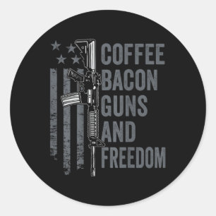 Coffee Bacon Guns & Freedom - Bbq Grill Pro Gu Classic Round Sticker