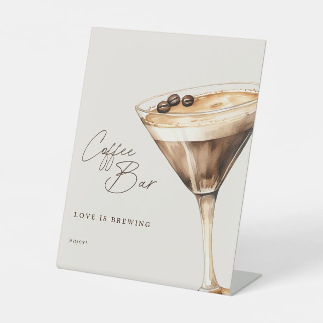 Coffee Bar Bridal Shower Espresso Martini  Pedestal Sign (Front)