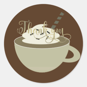 Coffee Bar Cup Latte Bridal Shower Foil Script Classic Round Sticker