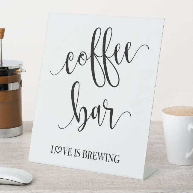 Coffee Bar Pedestal Wedding Sign (In SItu)