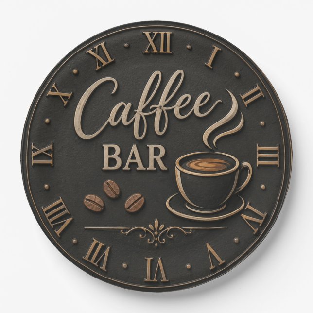 Coffee Bar Rustic Coffee Lover Station Gift Paper Plate (Front)