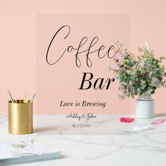 Coffee Bar Wedding Bridal Shower Acrylic Sign