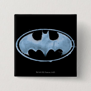 Coffee Bat Symbol - Blue 2 Inch Square Button